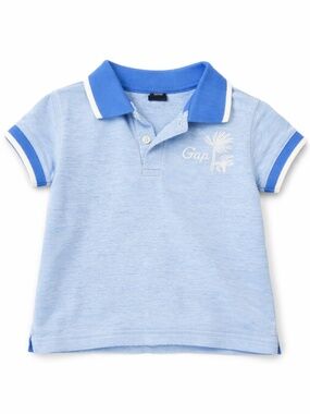 NWOT Baby GAP 12-18M Light Blue Polo White Palm Graphic Classic Preppy Luxe